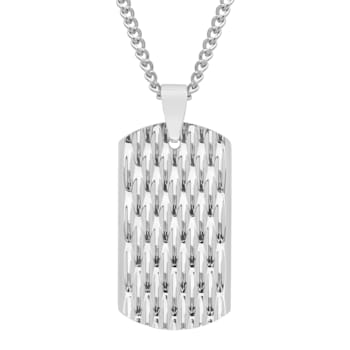 Stainless Steel Textured Dog Tag Pendant