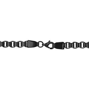 Stainless Steel Black Ion Plated Box Link Chain Necklace