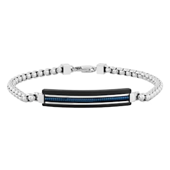 Stainless Steel Black & Blue Ion Plated ID Bracelet