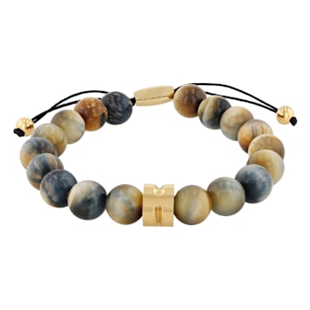 Honey Tiger Eye Bead & Stainless Steel Bolo Bracelet