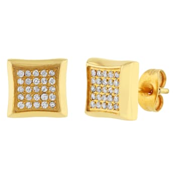 1/4CTW CHAMPAGNE DIAMOND & YELLOW IP STAINLESS STEEL EARRINGS
