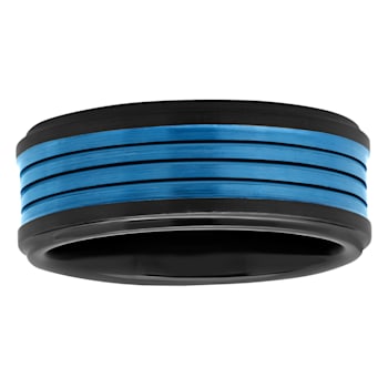 Tungsten Comfort™ Tungsten Black with Blue Ion Plated Band