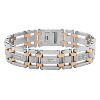 3/4CTW Diamond Two-Tone Stainless Steel Link Bracelet