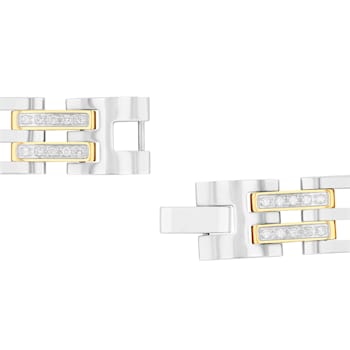 1CTW Diamond Two-Tone Stainless Steel Link Bracelet