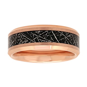 Tantalum Rose Ion Plated Raw Iron Carbon Fiber Inlay Band