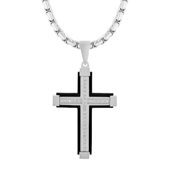 0.17CTW Stainless Steel with Black IP Cross