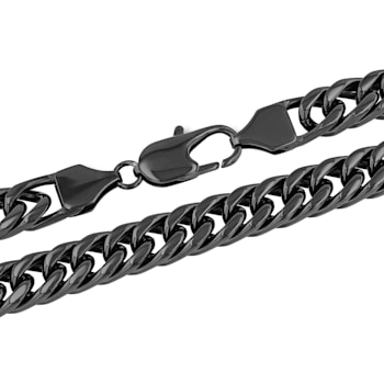 Black Stainless Steel 10MM Curb Link Chain Necklace