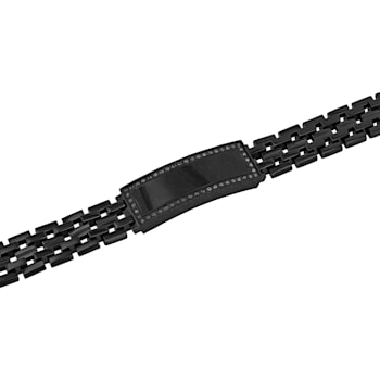 3/8CTW Black Diamond Black Stainless Steel Carbon Fiber ID Link Bracelet