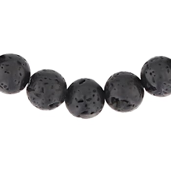 Black Lava Bead and Stainless Steel Bolo Bracelet