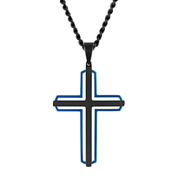 Diamond Accent Two-Tone Stainless Steel Dog Tag, Cross Pendant, &
Bracelet Set