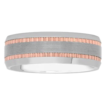 Tungsten Comfort™ Tungsten 8MM Double Row Milgrain Band