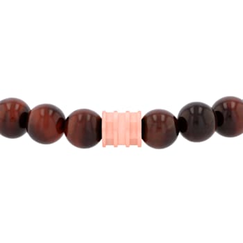Red Tiger Eye Bead & Stainless Steel Bolo Bracelet