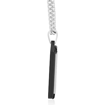 Black and White Diamond Stainless Steel Black IP Dog Tag With Chain 7/8ctw