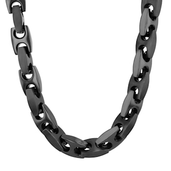 Black Stainless Steel Mariner Link Chain Necklace