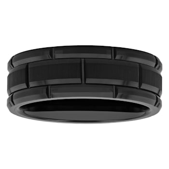 Tungsten Comfort™ Tungsten Black Ion Plated Brick Pattern Band