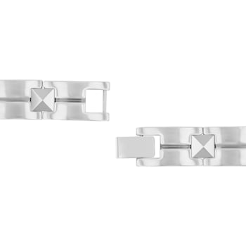 Stainless Steel & Tungsten Grooved Link Bracelet