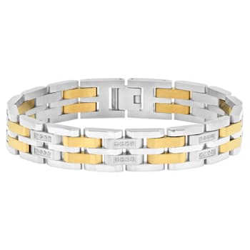 1/2CTW Diamond Two-Tone Stainless Steel Watch Link Bracelet