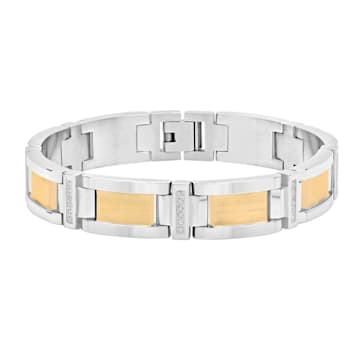 1/3CTW Diamond Two-Tone Stainless Steel Link Bracelet