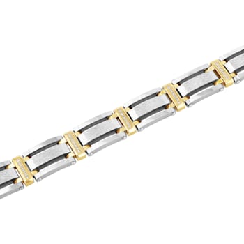 1/2CTW Diamond Two-Tone Stainless Steel Link Bracelet