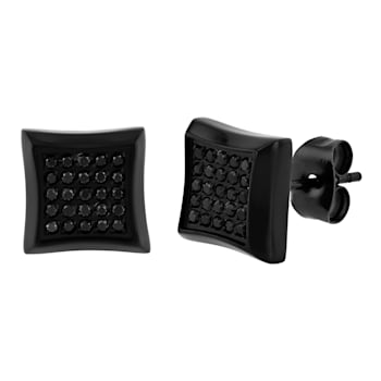 1/4CTW Black Diamond Black Stainless Steel Stud Earrings