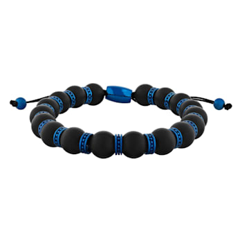 Matte Black Onyx Bead with Blue IP Bolo Bracelet