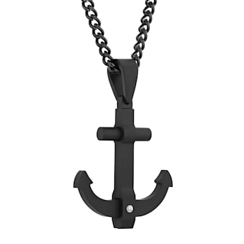Stainless Steel Anchor Pendant with Matte Black Finish