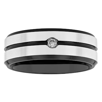 0.05CT Diamond Stainless Steel and Black IP Band