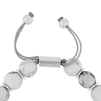 Howlite Bead & Stainless Steel Bolo Bracelet