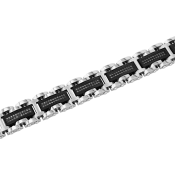 1CTW Black Diamond Two-Tone Stainless Steel Link Bracelet