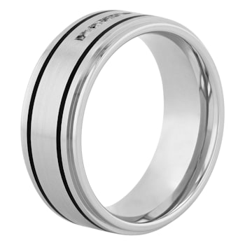 0.15CTW Diamond Stainless Steel and Black Resin Band