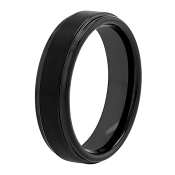 Tungsten 6mm Black Ion Plated Step Edge Band