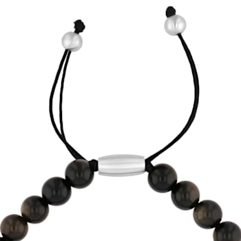 Stainless Steel Golden Obsidian Bead Bracelet