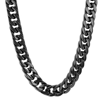 Black Stainless Steel 24 Inch Curb Link Chain Necklace