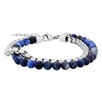Stainless Steel Sodalite Bead Bracelet