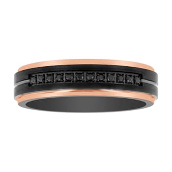 Tungsten Comfort™.12CTW Black Diamond Tungsten Black and Rose Ion Plated Band