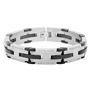 1/2CTW Diamond Two-Tone Stainless Steel Link Bracelet