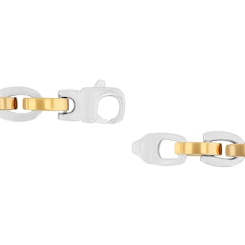 Two-Tone Stainless Steel Horseshoe Link Bracelet