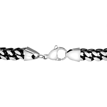 Stainless Steel Black Ion Plated Franco Chain Necklace & Bracelet Set