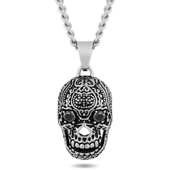 Stainless Steel Black Ion Plated Skull Pendant