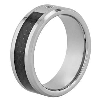 .03CTW Diamond Tungsten 8MM Carbon Fiber Band