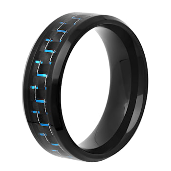 Stainless Steel Black Ion Plated Blue/Black Carbon Fiber Center Band