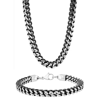 Two-Tone Stainless Steel 6MM Franco Link Chain Necklace & Bracelet Set