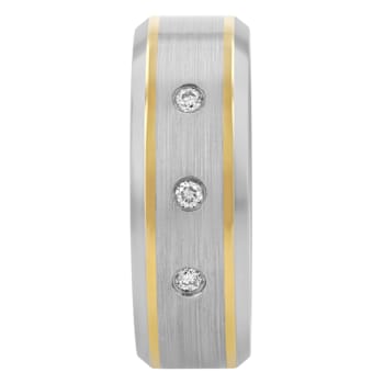 Tungsten Comfort™ 1/10CTW Diamond Tungsten 8MM with Yellow Stripe Band