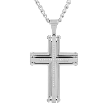 0.17CTW Stainless Steel Cross