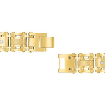 1/10CTW Diamond Stainless Steel Yellow Ion Plated Link Bracelet