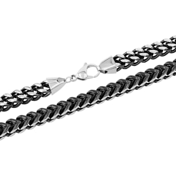 Stainless Steel Two-Tone 8MM Franco Curb Chain Necklace