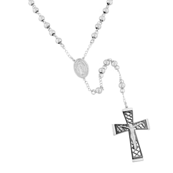 Stainless Steel Beaded Crucifix Necklace