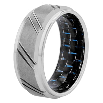Tungsten Comfort™ Tungsten Black & Blue Carbon Fiber Band