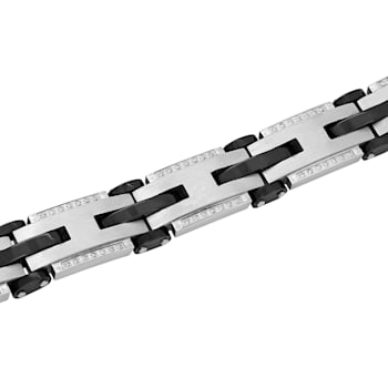 1/2CTW Diamond Two-Tone Stainless Steel Link Bracelet