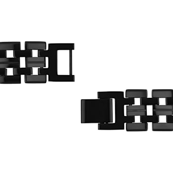 3/8CTW Black Diamond Black Stainless Steel Carbon Fiber ID Link Bracelet